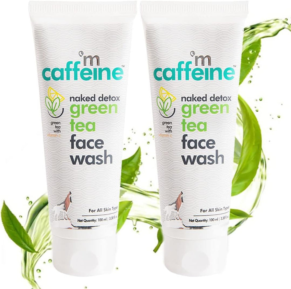 mCaffeine Naked Detox Green Tea Face Wash - Antioxidant-Rich, 100ml (Pack of 2)