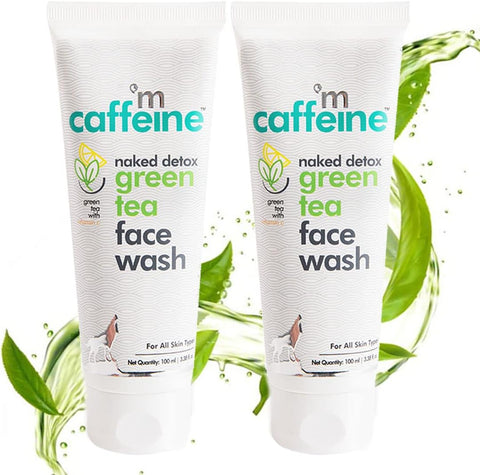 mCaffeine Naked Detox Green Tea Face Wash - Antioxidant-Rich, 100ml (Pack of 2)
