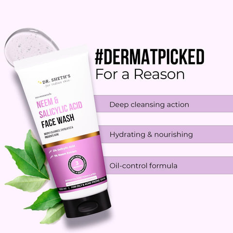 Dr. Sheth's Neem & 1% Salicylic Acid Face Wash - Deep Cleanser, 100g - Image 4