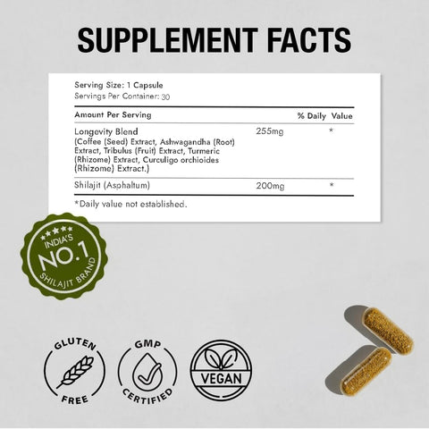 Kapiva Shilajit Gold Capsules with 24 Carat Gold - 30 Count - Image 5