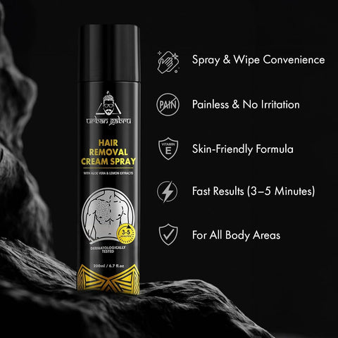 Urban Gabru Painless Hair Removal Spray with Aloe Vera & Lemon - 200ml - Image 3