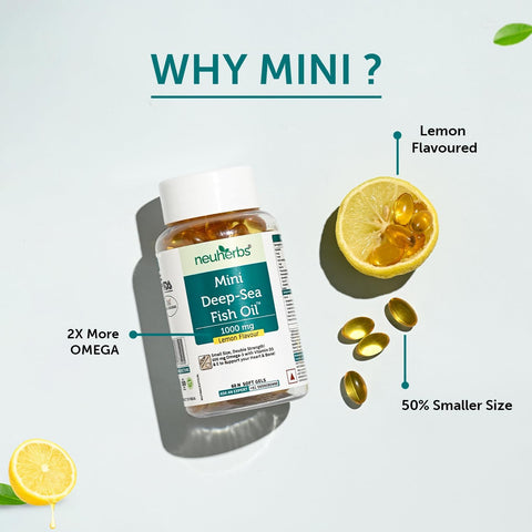 Neuherbs Mini Deep Sea Fish Oil Omega 3 Capsule 1000Mg- 60 Softgels