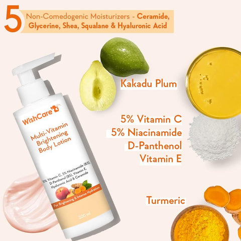 WishCare Multi-Vitamin Brightening Body Lotion - 5% Vitamin C & Niacinamide, 200ml - Image 2