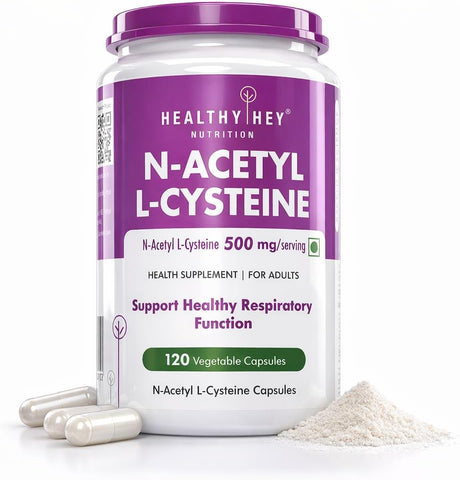 HealthyHey NAC 500mg - 120 Vegetarian Capsules - Non-GMO, Gluten Free