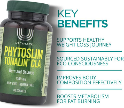 Ultimate Phytoslim Tonalin CLA Softgels - 1000mg, 60 Count - Image 2