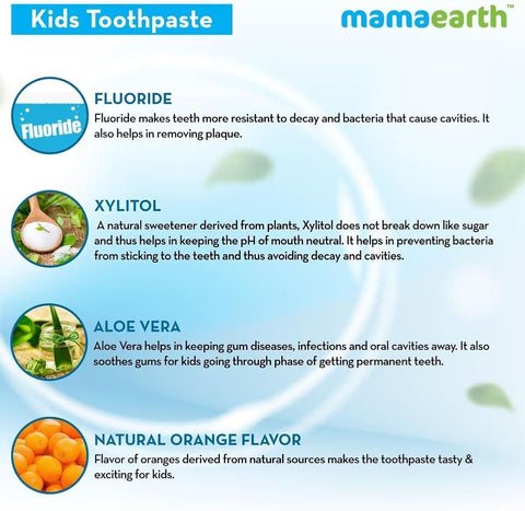 Mamaearth Kids Orange Flavour Toothpaste with Fluoride - 50g - Image 3