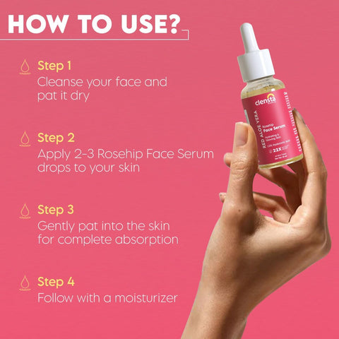 Clensta Red Aloe Vera Rosehip Oil & 1% Hyaluronic Acid Face Serum - 10ml - Image 5