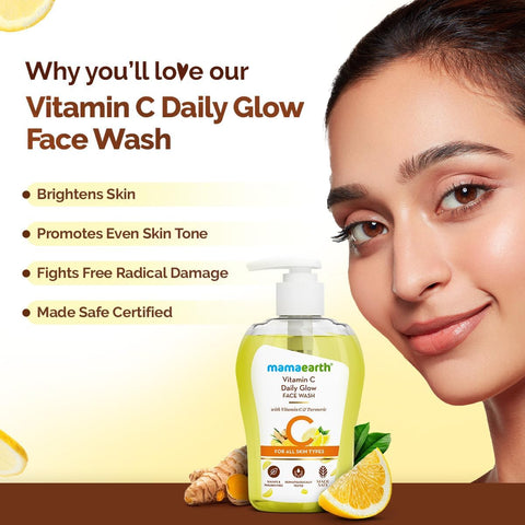 Mamaearth Vitamin C Face Wash with Turmeric & Aloe Vera - 250ml - Image 3