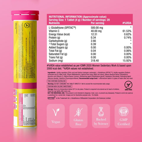 Chicnutrix Glutathione & Vitamin C Effervescent Tablets, 20 Pack - Image 3
