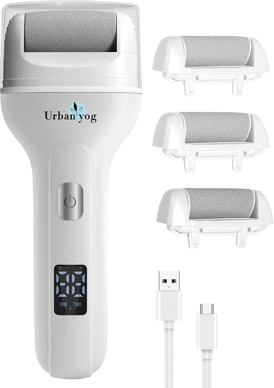 UrbanYog Callus Remover - 2-Speed, With 3 Roller Heads - 1 Unit