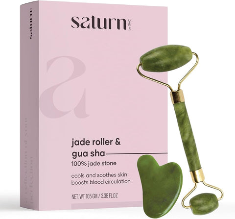 GHC Saturn Jade Roller & Gua Sha Tool - Natural Himalayan Stone, 105g