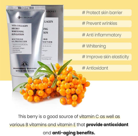 K-SECRET Seoul 1988 Vita Collagen Whitening Sun Lotion SPF 50+ - 460,000ppm Hippophae Rhamnoides Water - Image 6