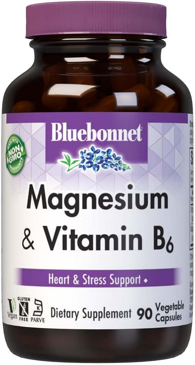 BlueBonnet Magnesium B6 Capsules - 400 mg Magnesium, 90 Pack