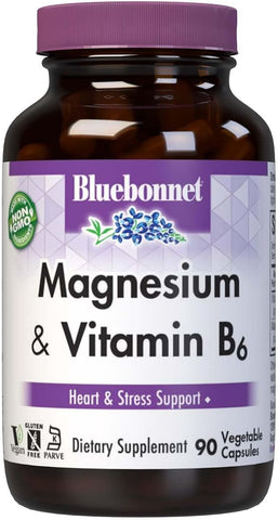 BlueBonnet Magnesium B6 Capsules - 400 mg Magnesium, 90 Pack