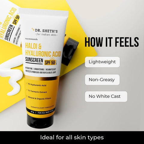 Dr. Sheth's SPF 50 PA++++ Haldi & Hyaluronic Acid Sunscreen - 50g - Image 4