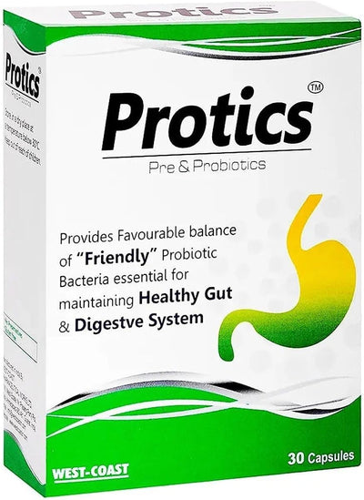 Protics Pre-Probiotic Capsules - Gut Health Support - 30 Count