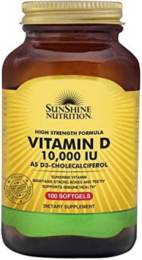 Sunshine Nutrition Vitamin D Softgels 10000 IU - 100 Count