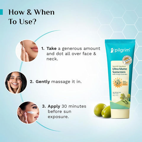 Pilgrim Squalane Ultra Matte Cream Sunscreen SPF 50 PA+++ - 50g - Image 8