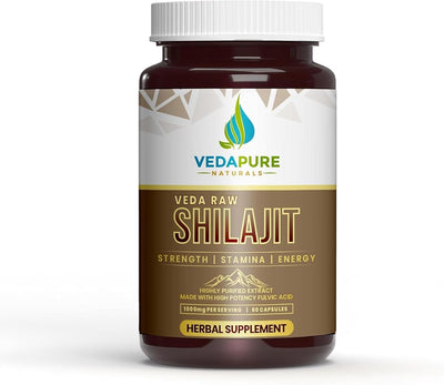Vedapure Raw Shilajit Capsules - Herbal Ayurvedic Extract, 1000mg - 60 Count