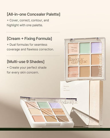 Dasique Pro Concealer Palette #01 Cover - 9 Shades for All Skin Tones - Image 7