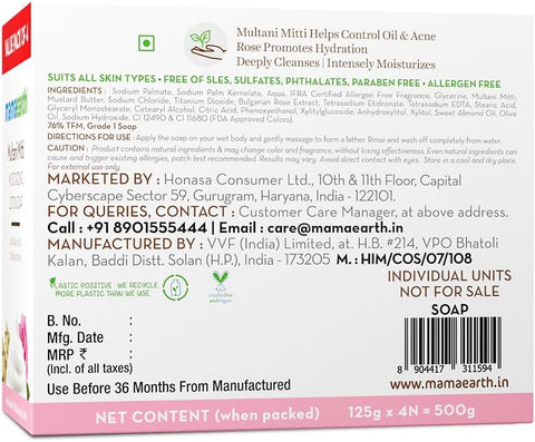 Mamaearth Multani Mitti & Rose Lotion Soap, Moisturizing, 125g Pack of 4 - Image 7