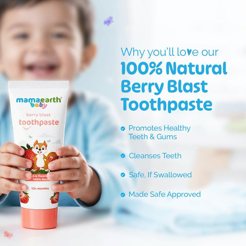 Mamaearth 100% Natural Kids Toothpaste - Berry Blast with Aloe Vera & Xylitol, 50g - Image 4