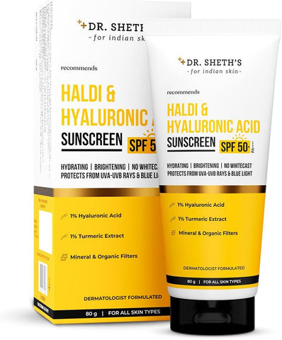 Dr. Sheth's Haldi & Hyaluronic Acid SPF 50 Sunscreen - 80g