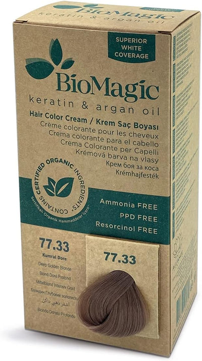 Biomagic Hair Colour Cream - Deep Golden Blonde 77/33, Ammonia-Free, 60ml