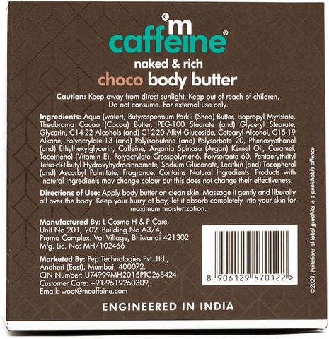 mCaffeine Choco Body Butter - Intense Moisturization, Cocoa Butter - 250g - Image 7