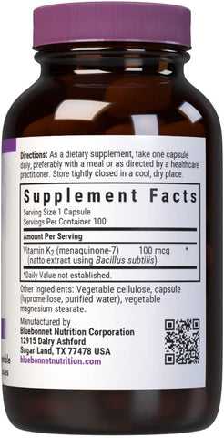 BlueBonnet Vitamin K2 - 100 mcg Capsules