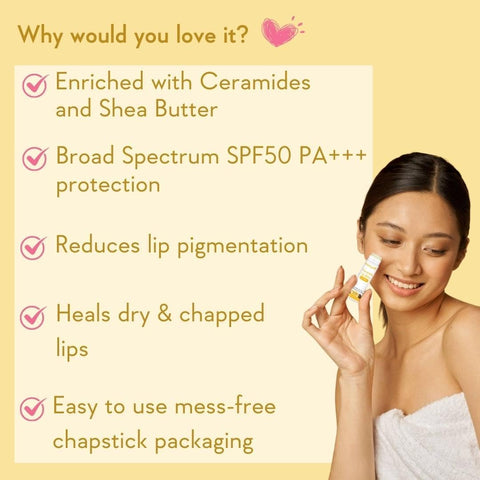 Wishcare Ceramide Lip Balm with SPF50 PA+++ - Kojic Acid & Niacinamide - For Lip Lightening