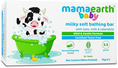 Mamaearth Milky Soft Baby Bathing Bar with Oats, Milk & Calendula - 75g x 2