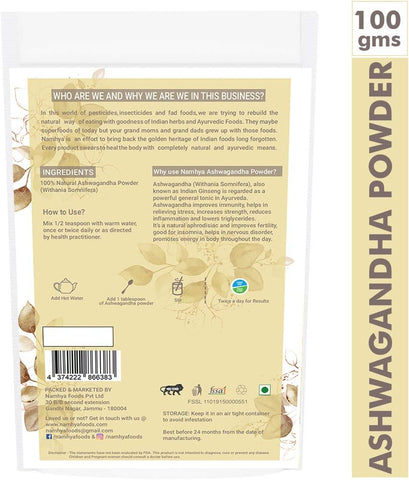 Namhya Ashwagandha Powder - Herbal Ayurvedic Adaptogen 100g - Image 2
