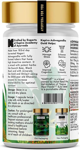 Kapiva Ashwagandha Gold Capsules - Potent with Nagori Ashwagandha & Shilajit, 60 Capsules Pack of 2 - Image 8