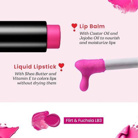 Color Cupid Flirtfuchsia LB3 Lip Balm + Liquid Lipstick Duo - 2-in-1 - Image 3