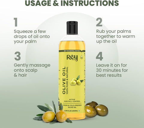 ReyNaturals Olive Oil Extra Virgin Cold Pressed for Massage - 200ml - Image 5