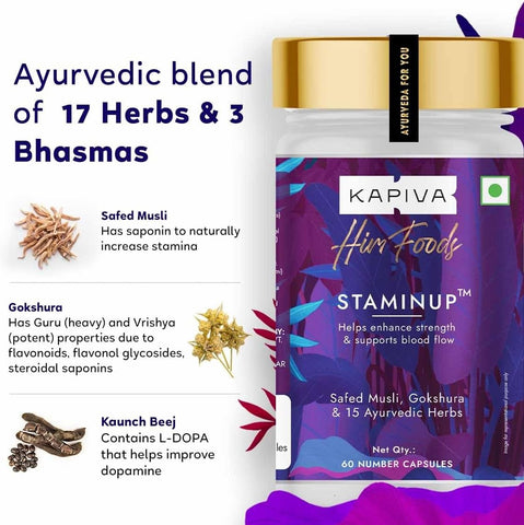 Kapiva StaminUP Capsules - Ayurvedic Herbal Blend with 17 Herbs & 4 Bhasmas - 60 Capsules - Image 3