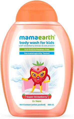 Mamaearth Super Strawberry Body Wash for Kids - with Strawberry & Oat Protein, 300 ml
