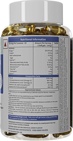 Neuherbs Omega 3 Fish Oil Softgels - Triple Strength 2500 mg Lemon Flavour, 30 Count - Image 8