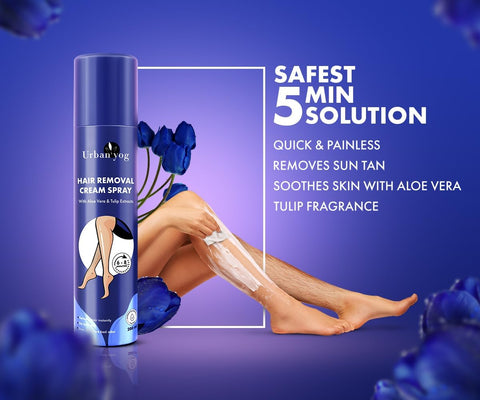 UrbanYog Hair Removal Cream Spray with Aloe Vera & Tulip Extract - 200ml - Image 3