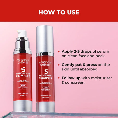 Conscious Chemist Rapid Glow & Brightening Essence Face Serum with 5 Antioxidant Complex, Vitamin E & Retinol - 50ml - Image 6