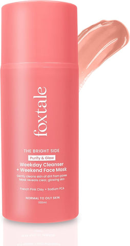 Foxtale Purify & Glow Cleanser + Mask With French Pink Clay & Sodium