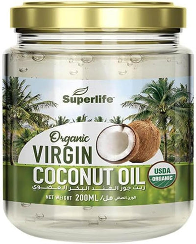 Superlife Organic Virgin Coconut Oil - Cold-Pressed, USDA Organic, 200ml