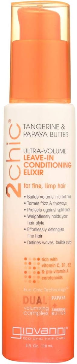 Giovanni 2chic Ultra Volume Leave-In Conditioner with Tangerine & Papaya Butter - 4 Oz, Pack of 4