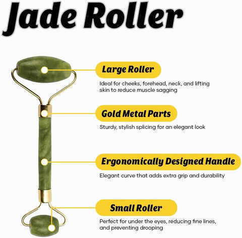 GHC Saturn Jade Roller & Gua Sha Tool - Natural Himalayan Stone, 105g - Image 3