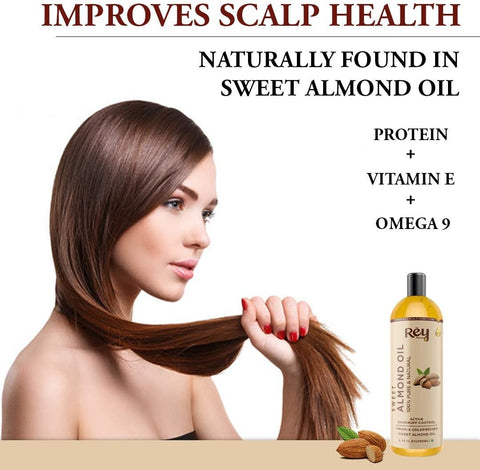 Rey Naturals Cold Pressed Coconut & Sweet Almond Oil - 200ml Each - Image 5