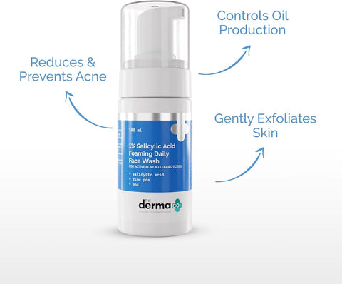 The Derma Co 1% Salicylic Acid Foaming Face Wash - BHA, Zinc PCA, PHA - 100ml - Image 3