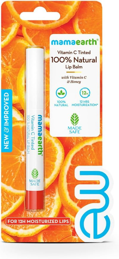 Mamaearth Vitamin C Tinted Lip Balm - 100% Natural, 2g Blister Pack