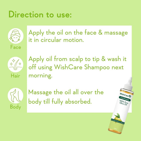 Wishcare 100% Pure Unrefined Cold Pressed Hair & Skin Oil with Olive for Healthy Hair & Glowing Skin