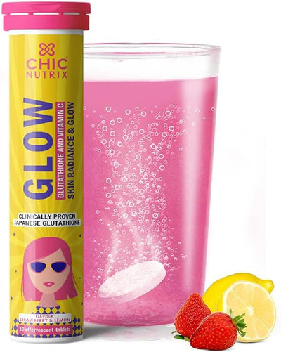 Chicnutrix Glow Effervescent Tablets - Japanese Glutathione & Vitamin C, 10 Pack